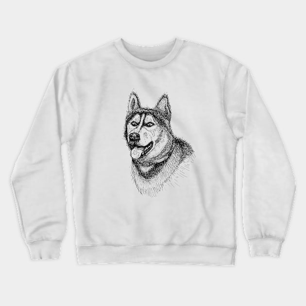 Siberian Husky Illustration Crewneck Sweatshirt by PrintablesPassions